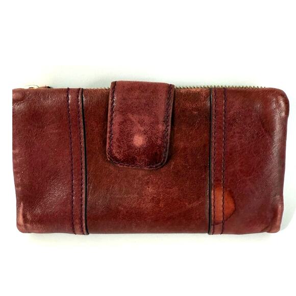 Vintage Fossil Emory Red Lamb Leather Wallet Clutch Envelope Zipper Multi-Pocket - Picture 3 of 6